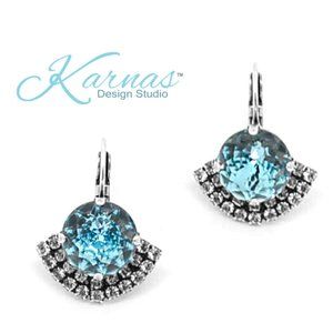 AQUAMARINE Half Halo Earrings Premium Crystal